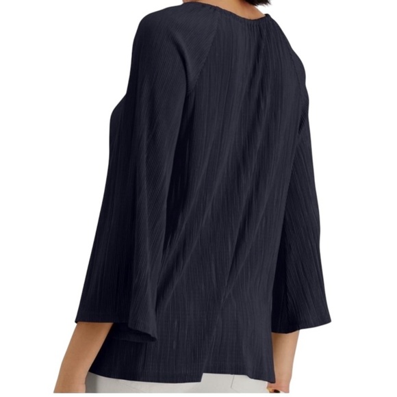 Michael Kors Womens Blue Keyhole Peasant Top L - Picture 2 of 6